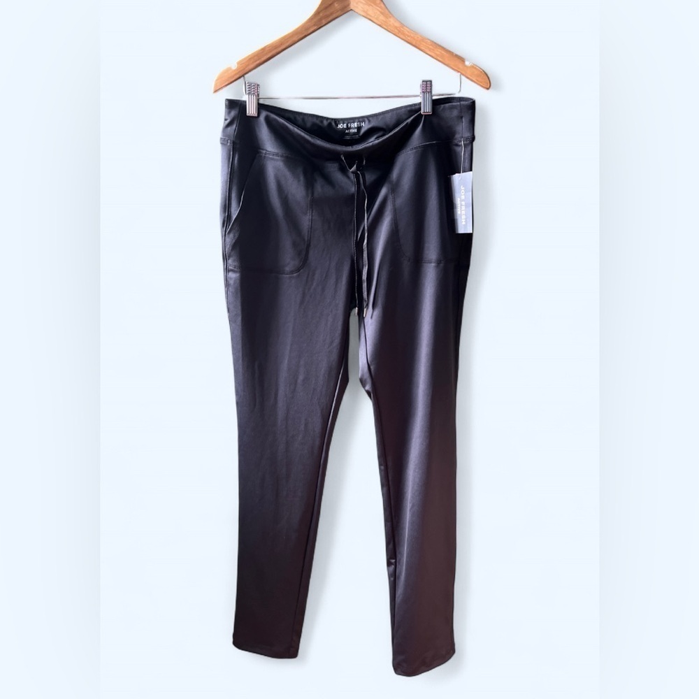 NWT Joe Fresh Women’s Black Tie Front Pants Flare Activewear Outdoor Large